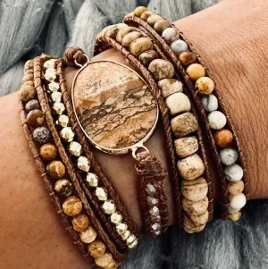 Wood Tone Long Strand Wrap Bracelet  - Kingdom Girl
