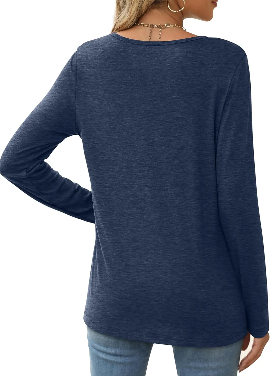 XIEERDUO Long Sleeve Shirts for Women Casual Crew Neck Basic Fall Tops Loose Fit Comfy