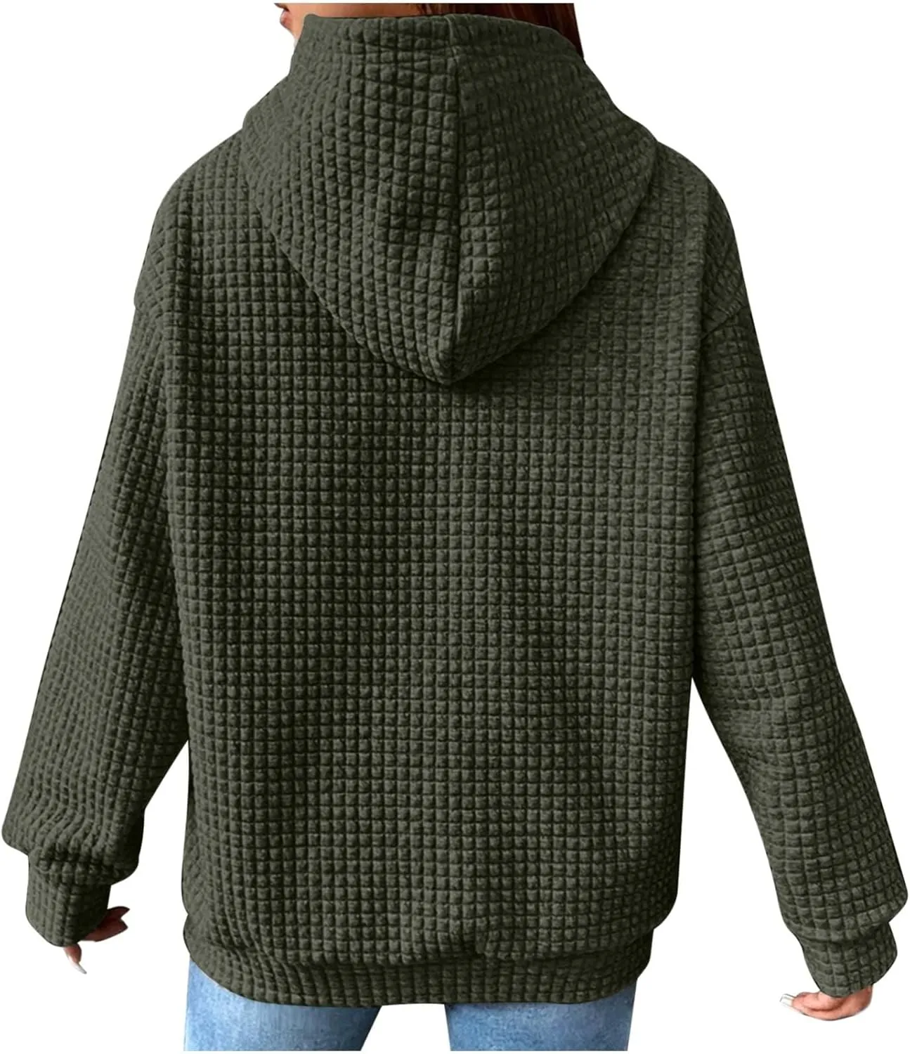 XUNRYAN Womens Waffleknit Shacket Jacket 2023 Fall Fashion Long Sleeve Casual Button Down Shirts Jackets Zip Up Hoodie Coat