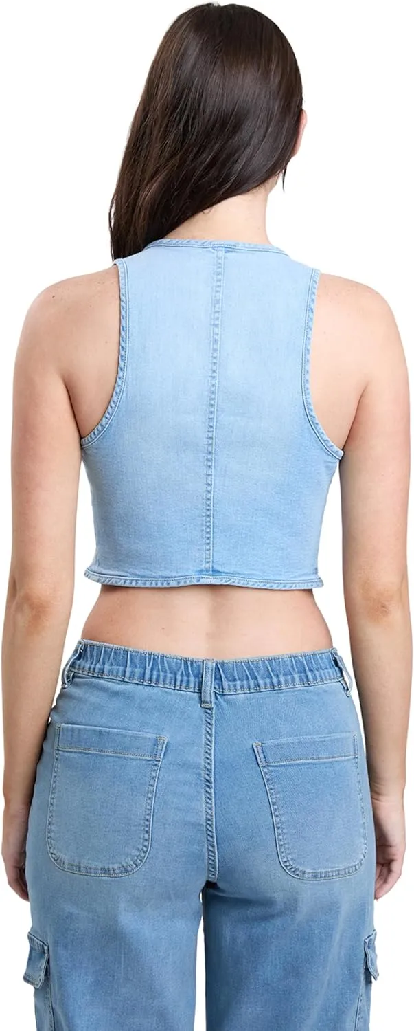 YMI Jeans Women's Cropped Tie Front Vest, V44875