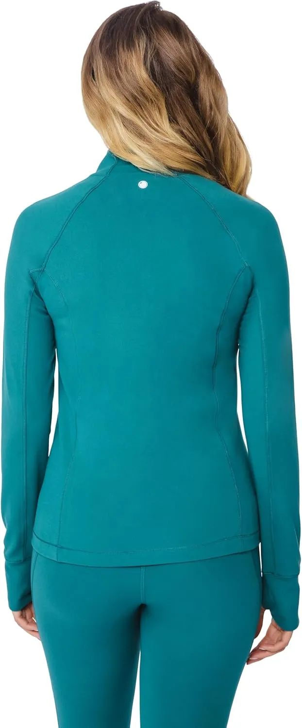 Yogalicious Half Zip Lightweight Workout Long Sleeve Athletic Jacket with Front Pockets and Thumbholes