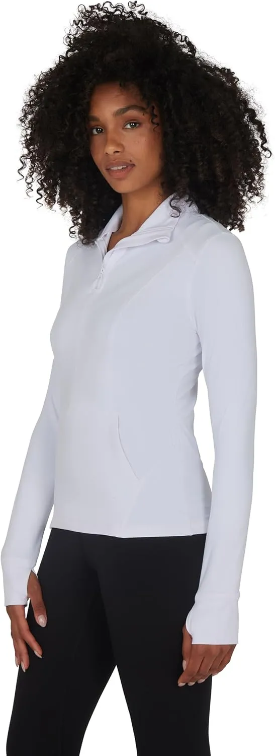 Yogalicious Half Zip Lightweight Workout Long Sleeve Athletic Jacket with Front Pockets and Thumbholes