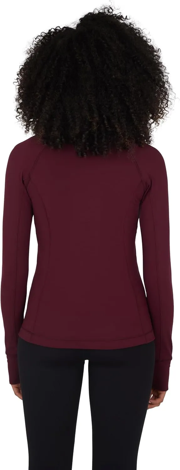 Yogalicious Half Zip Lightweight Workout Long Sleeve Athletic Jacket with Front Pockets and Thumbholes