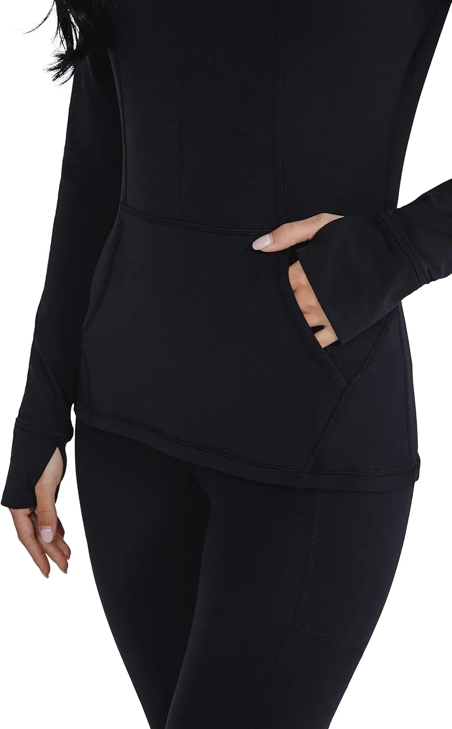 Yogalicious Half Zip Lightweight Workout Long Sleeve Athletic Jacket with Front Pockets and Thumbholes