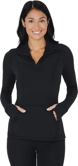 Yogalicious Half Zip Lightweight Workout Long Sleeve Athletic Jacket with Front Pockets and Thumbholes
