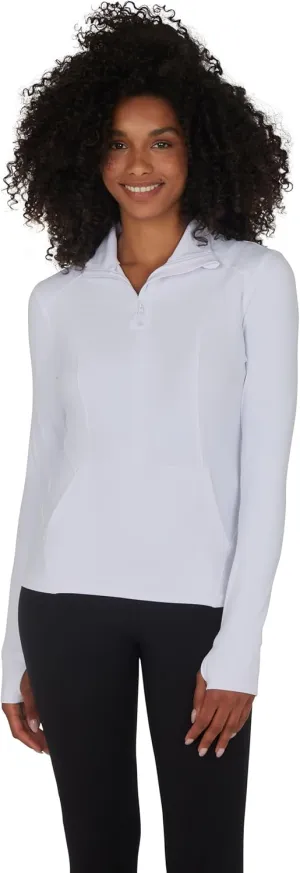 Yogalicious Half Zip Lightweight Workout Long Sleeve Athletic Jacket with Front Pockets and Thumbholes