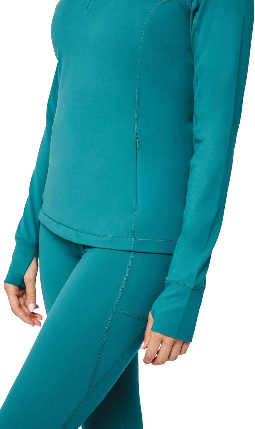 Yogalicious Half Zip Lightweight Workout Long Sleeve Athletic Jacket with Front Pockets and Thumbholes