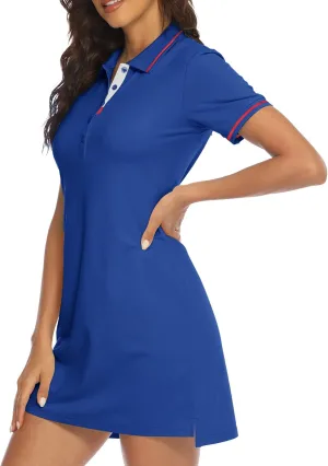 YSENTO Women Tennis Dress Short Sleeve UPF 50  Activewear Athletic Polo Golf Dresses