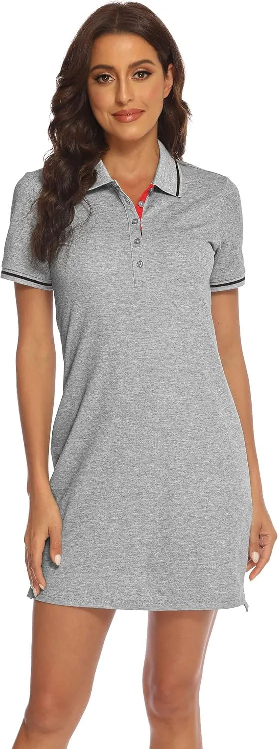 YSENTO Women Tennis Dress Short Sleeve UPF 50  Activewear Athletic Polo Golf Dresses